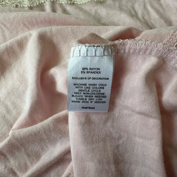 Y2K 2000's Womens Size Small Lace-Trimmed Blush Pink Long Sleeve V-Neck Cute Top - Picture 4 of 8